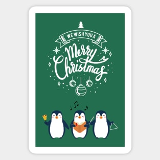 Christmas Penguins Caroling - Light Text Sticker